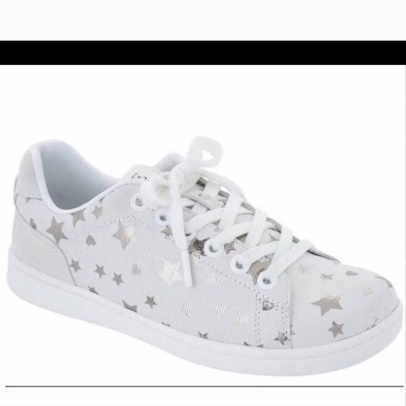 Ellen Degeneres Shoes - Ellen Degeneres Chapastar Sneakers White Leather Gold Star Print 9M & 9-1/2 NWT